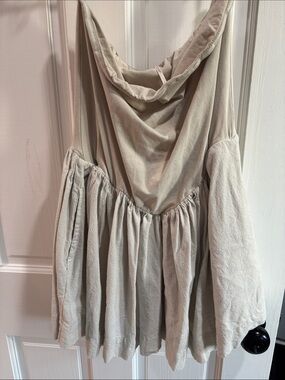 Free People Beige Drop Waist Smock Mini Strapless Dress Neutral Size L